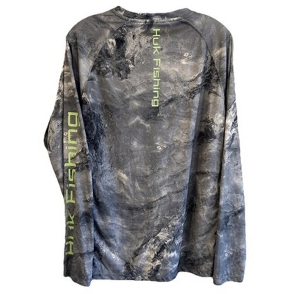 HUK Mossy Oak Hydro Fishing Shirt Men’s L Long Sleeve Silver Gray - Picture 4 of 11